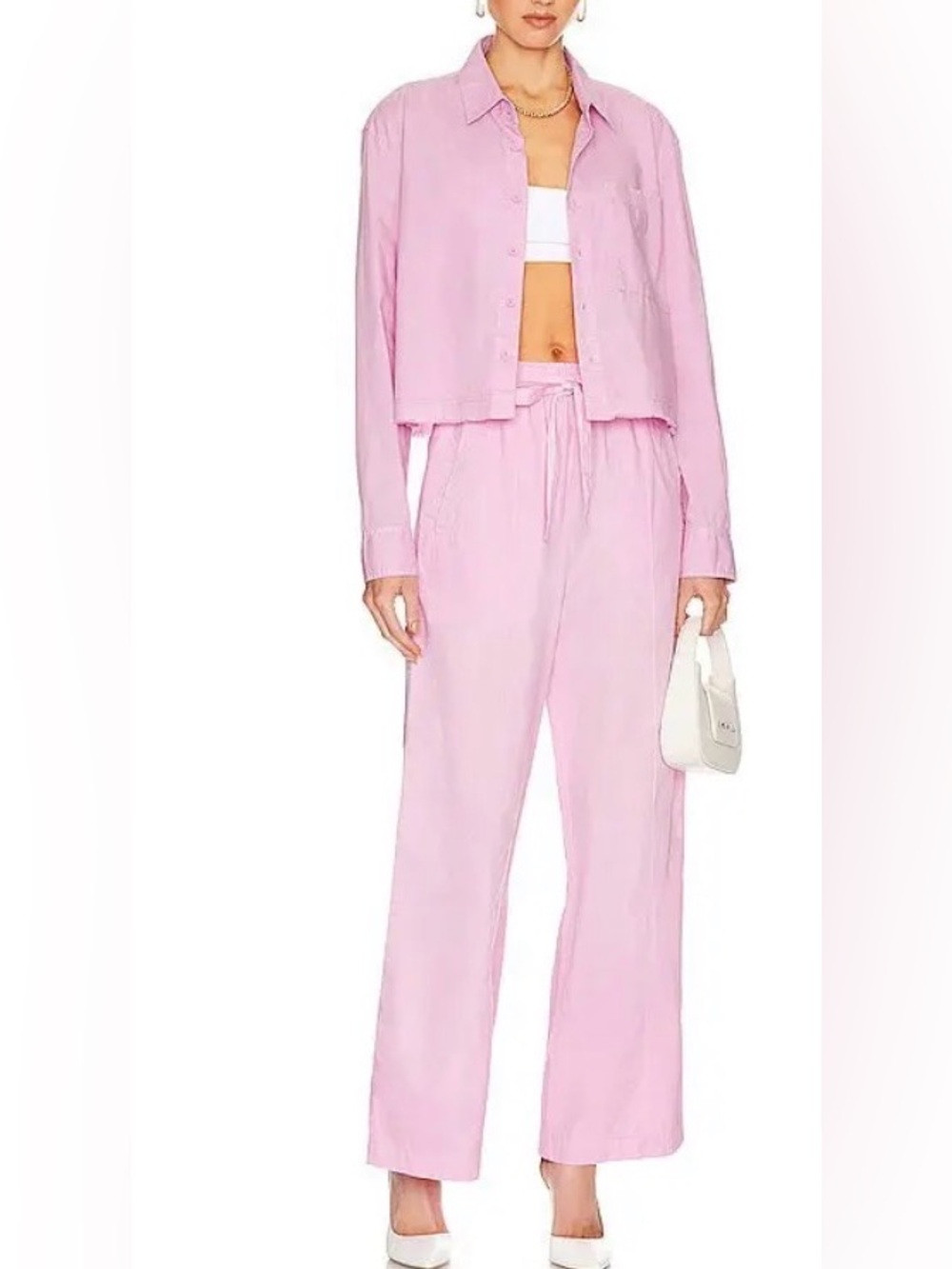 NWT MONROW Poplin Pocket Pink Two-Shirt & Pants Set - Medium